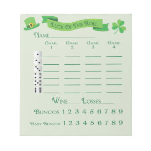 Bunco Lucky Roll Score Pad March Saint Patricks
