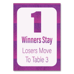 Bunco Modern Purple Stripe Table One Table Number