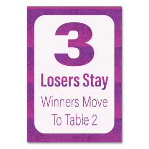 Bunco Modern Purple Stripe Table Three Table Number