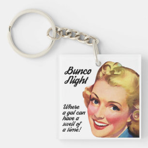 Bunco Night Funny Retro Woman Swell Of A Time Key Ring