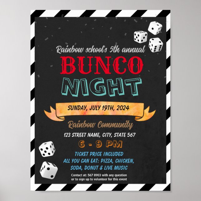 Bunco Night template Poster (Front)