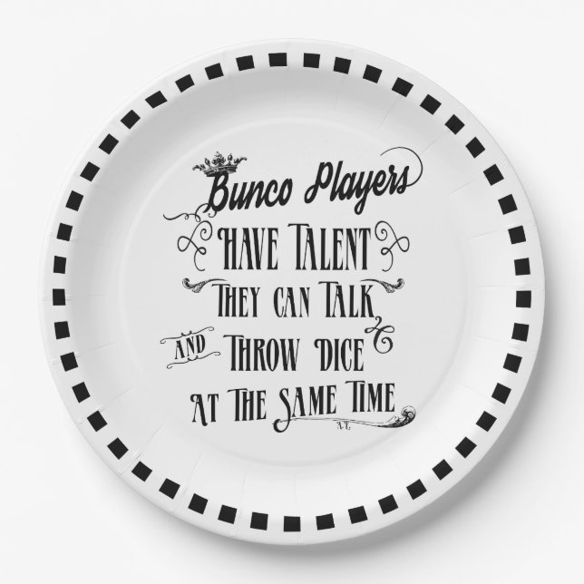 Bunco Paper Plates - Bunco Players Hav Talent (Front)