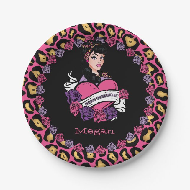 Bunco, Pin-up, Rock-A-Billy Paper Plate (Front)