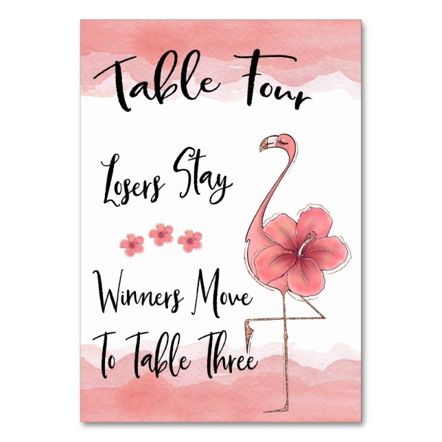 Bunco Pink Flamingo Table Card #4 (Front)