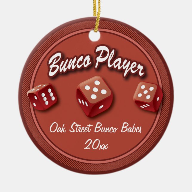 Bunco Player Group Ceramic Tree Decoration (Front)