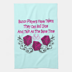 bunco player have talent tea towel