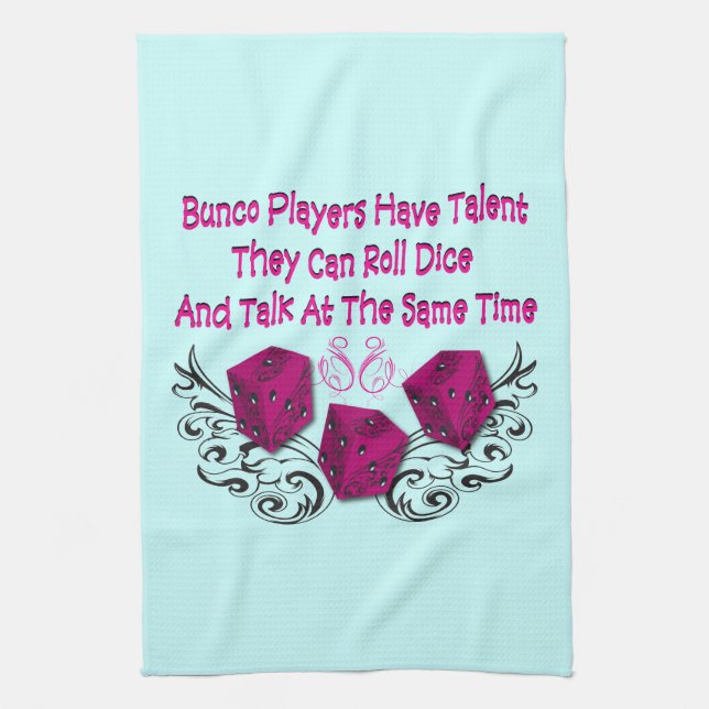 bunco player have talent tea towel (Vertical)