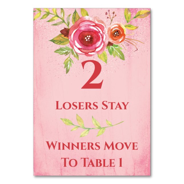 Bunco Pretty Flowers Table Card #2 (Front)