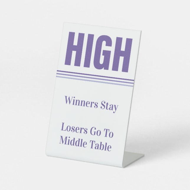 Bunco Purple High Table  Pedestal Sign (Front)