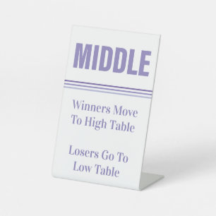 Bunco Purple Middle Table  Pedestal Sign
