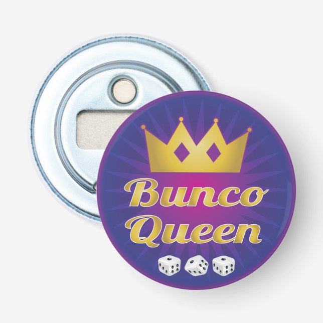 Bunco Queen Crown and Dice Bottle Opener (Front)