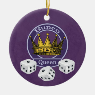 Bunco Queen Crown and Dice Ceramic Ornament