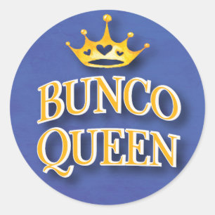 Bunco Queen Game Night Classic Round Sticker
