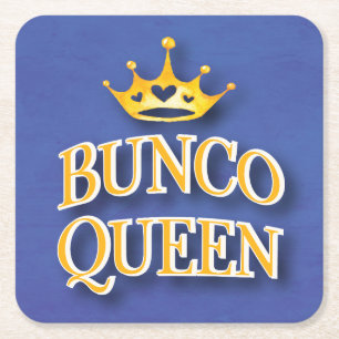 Bunco Queen Game Night Party Square Paper Coaster