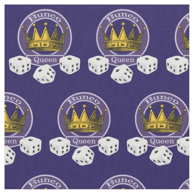 Bunco Queen Novelty Crown Dice Pattern Fabric (Close Up)