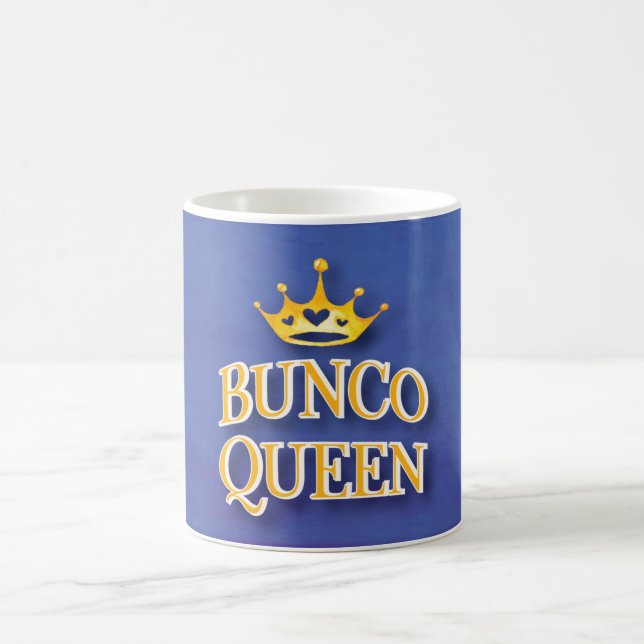Bunco Queen Yellow Gold Heart Crown Coffee Mug (Center)
