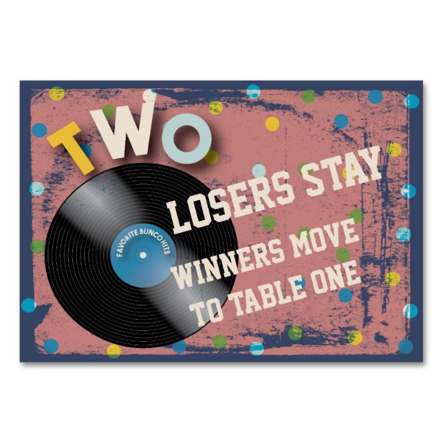 Bunco Rock and Roll Table Card #2 (Front)