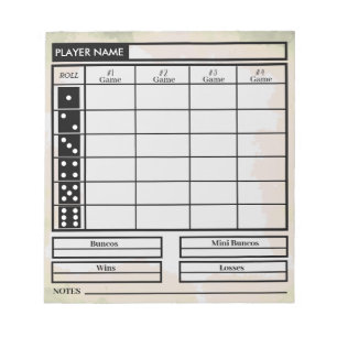 bunco score pad