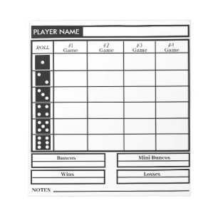 bunco score pad