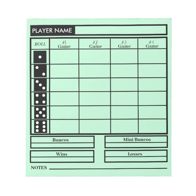 bunco score pad (Front)
