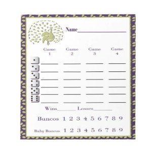 bunco score pad - bunco score sheet - peacock