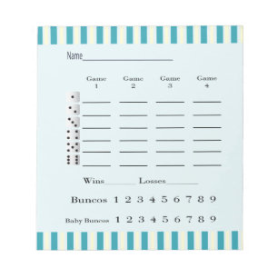 bunco score pad - retro coloured blue and yellow