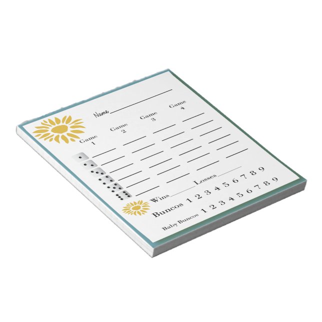 bunco score pad - sunflowers (Angled)