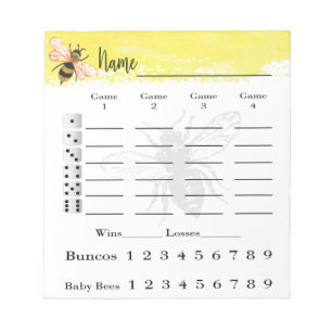 Bunco Score Sheets Bee Notepad