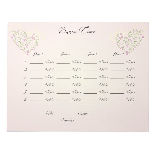 Bunco Sheet Notepad (Front)