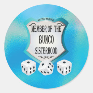 Bunco Sisterhood Dice Game Blue Modern Classic Round Sticker