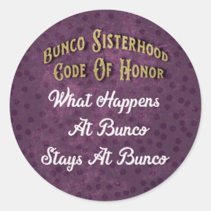 Bunco Sisterhood Dice Game Night Classic Round Sticker