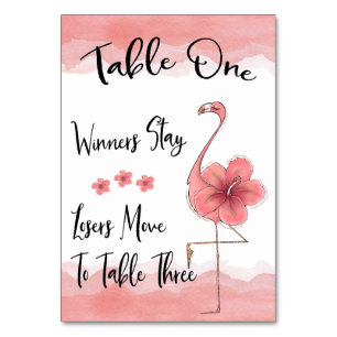Bunco Table Card #1 Pink Flamingo Fun