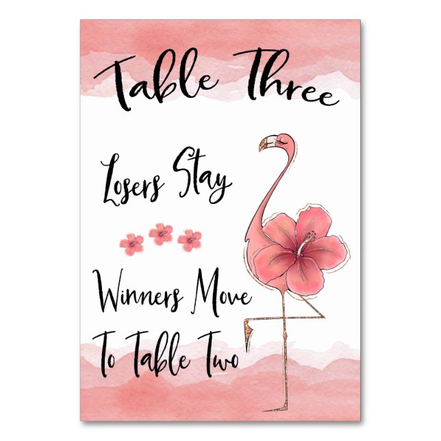 Bunco Table Card #3 Pink Flamingo Fun (Front)