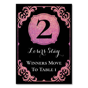 Bunco Table Card Elegant Pink Glitter Two