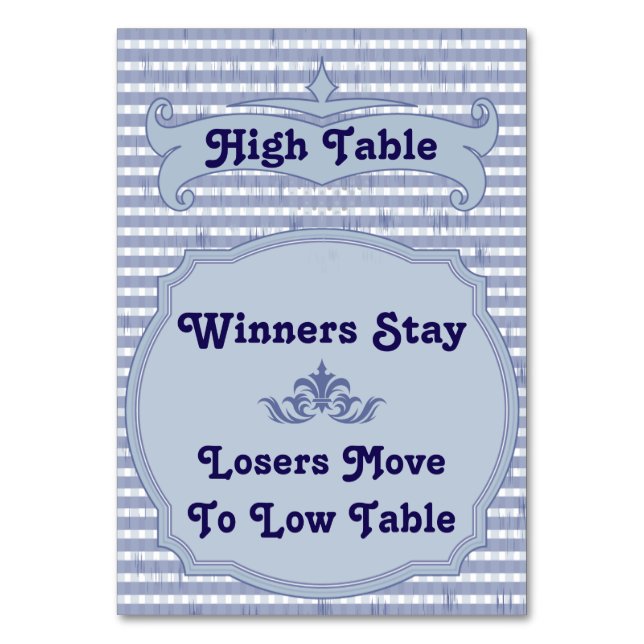 Bunco Table Card - High Table (Front)