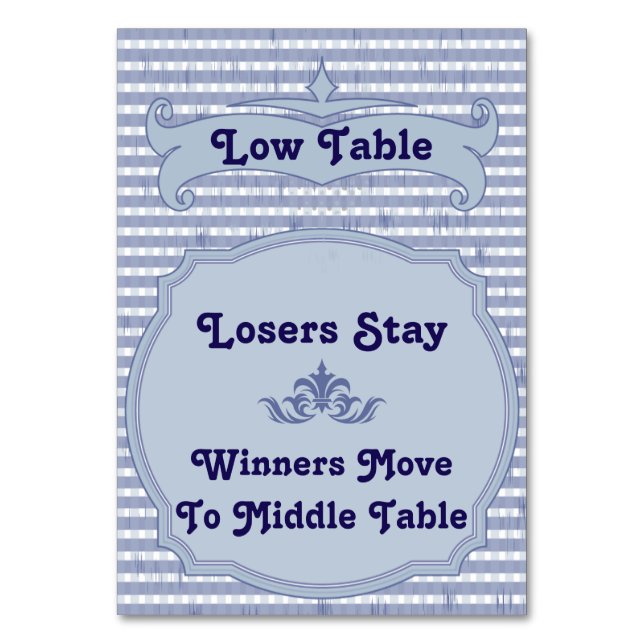 Bunco Table Card - Low Table (Front)