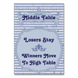 Bunco Table Card - Middle Table