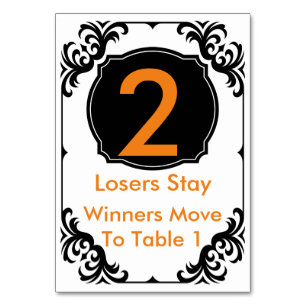 Bunco Table Card  orange and black - #2