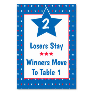 Bunco Table Card - Patriotic Red,White & Blue #2
