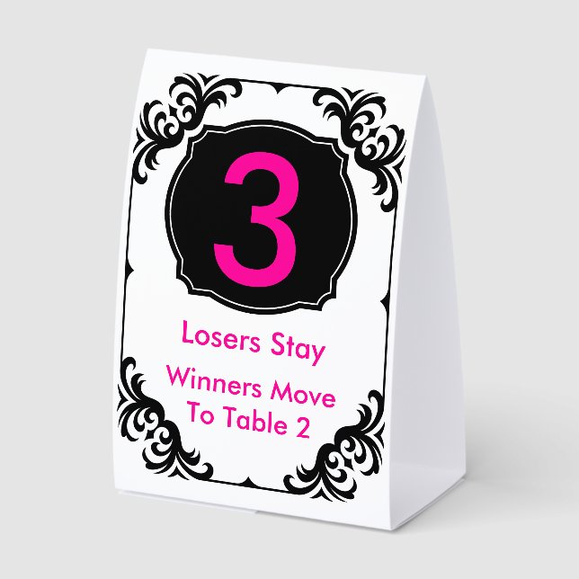 Bunco Table Card  pink and black - #3 (Front)