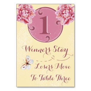 Bunco Table Card - Pink Peony #1