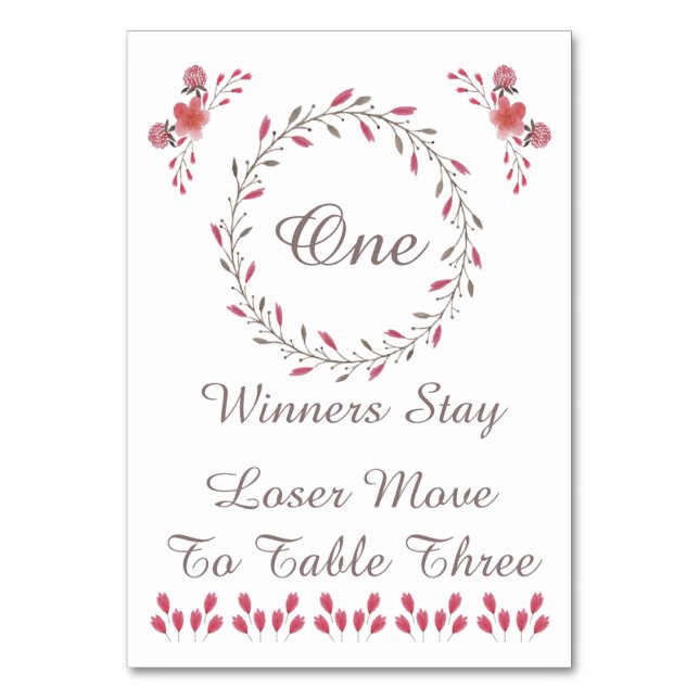 Bunco Table Card - Pretty Floral #1 (Back)