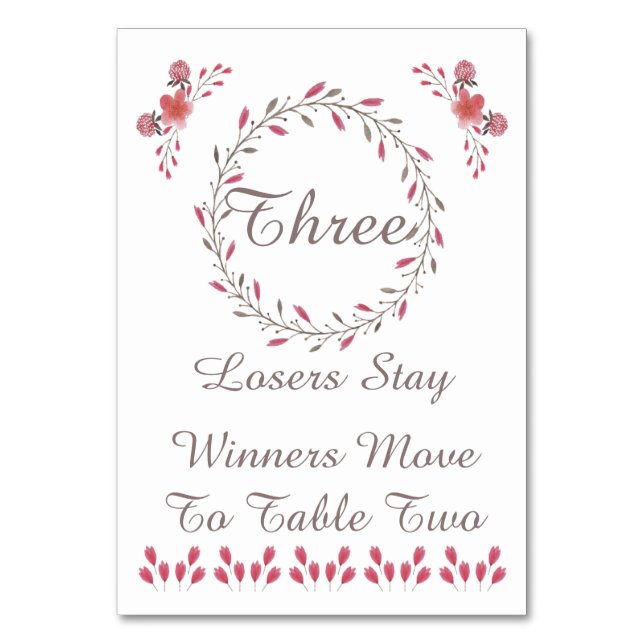 Bunco Table Card - Pretty Floral #3 (Front)