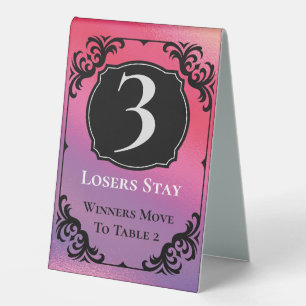 Bunco Table Three Card Black White Elegant