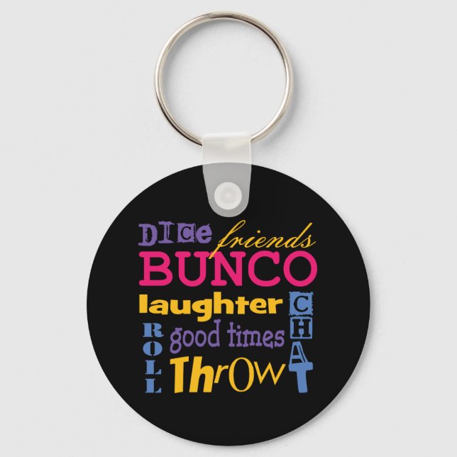 Bunco Typography Word Art Key Ring (Front)