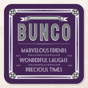 Bunco Vintage Typography Square Paper Coaster