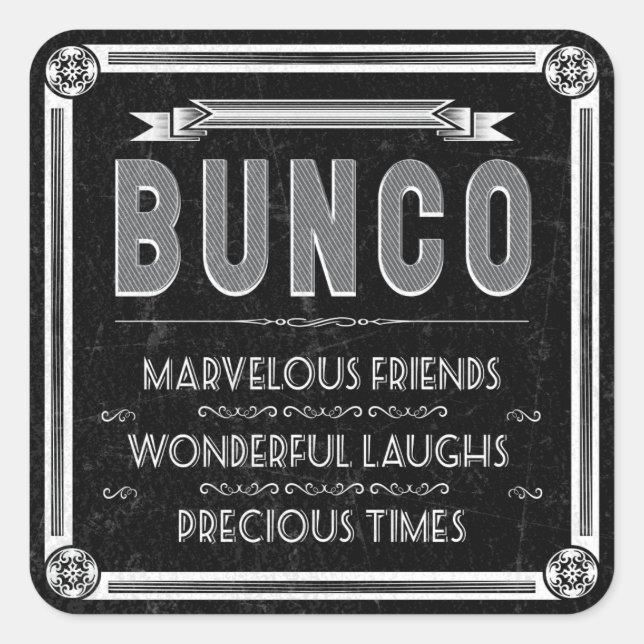 Bunco Vintage Typography Square Sticker (Front)