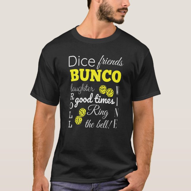 Bunco Word Cloud Dice Game Night   T-Shirt (Front)