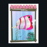 Bundaberg Australia travel poster Postcard<br><div class="desc">Bundaberg Australia travel poster of a tropical fish framed in the warm ocean.</div>