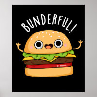 Bunderful Funny Burger Bun Pun Dark BG